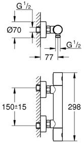 GROHE 34773000 - PRECISION GET DN 15 termosztátos zuhanycsaptelep, fényes króm