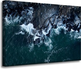 Vászonkép Természet Hullámok Tenger Sziklás Tengerpart Kék víz 70x50
