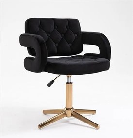 HR8403CROSS Fekete modern velúr szék arany lábbal