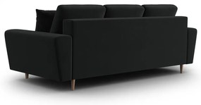 Fekete bársony kinyitható tárolóhelyes kanapé 235 cm Kyoto – Cosmopolitan Design