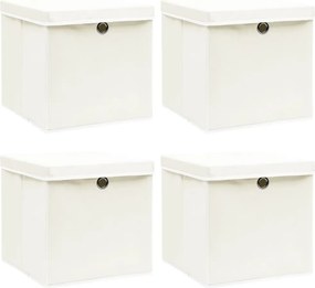 vidaXL 4 db fehér szövet tárolódoboz fedéllel 32 x 32 x 32 cm