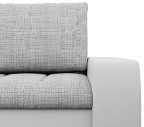 Toronto sarokkanapé, 2 ágyneműtartóval, fonott + műbőr, baloldali, szürke - fehér