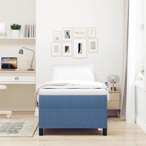 Boxspring Ágy Mattal Kék Egyszemélyes Corduroy Szövet