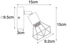 Ipari reflektor lámpa fekete fa forgó- és dönthető fejjel - Mosh
