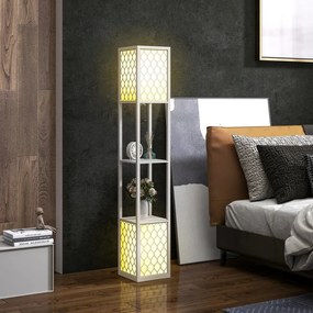 HOMCOM Állólámpa modern dizájnban, 2 polccal, láncos kapcsolóval, fekete-fehér