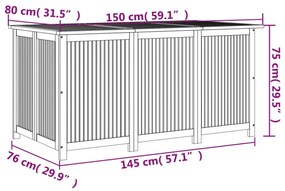 tömör akácfa kerti tárolóláda 150x80x75 cm
