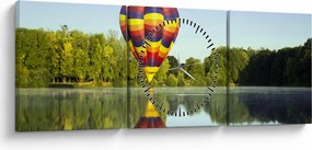 Hőlégballon a tónál képe (órával) (90x30 cm)