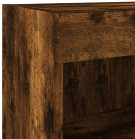 4 darab füstös tölgy színű falra szerelhető TV-szekrény LED-del