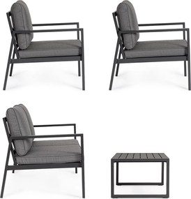 Antracitszürke alumínium négyszemélyes kerti lounge szett Hilde – Bizzotto