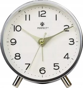 Fehér Kerek Elegáns Ébresztőóra Perfect BB11007 Csendes Mechanizmus 4 Elem