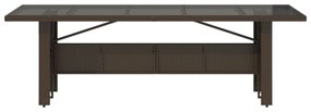 barna polyrattan üveglapos kerti asztal 240 x 90 x 75 cm