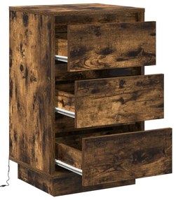 éjjeli szekrény LED-füstölt tölgy 39x34.5x65 cm szerelt fa
