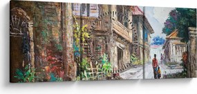 Fülöp-szigeteki falu képe, Ázsia (órával) (90x30 cm)