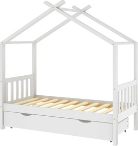 vidaXL fehér tömör fenyőfa gyerekágykeret fiókkal 80x160 cm