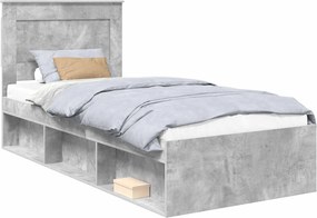 vidaXL Ágykeret fejtámlával Beton Szürke 75 x 190 cm Tömör fenyőfa