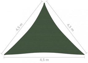 sötétzöld HDPE napvitorla 160 g/m² 4,5 x 4,5 x 4,5 m
