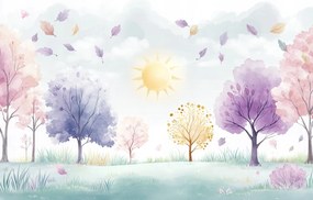 Fotótapéta Flizelina Gyerekek Tájkép Fák Levelek Nap 416x290 ragasztó