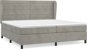 vidaXL világosszürke bársony rugós ágy matraccal 200x200 cm