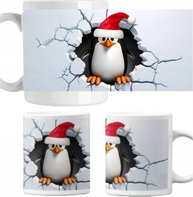 Karácsonyi mintás bögre Pingvin Mikulás ajándék 330ml