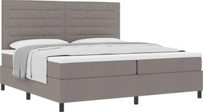 vidaXL Boxrugós ágy matracmal fejtámlával Tópszínű 200 x 200 cm szövet