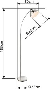 Globo 24703SN Állólámpa, matt, króm, matt fehér, kapcsolóval, LxWxH:500x230x1550, Foglalat típusa:1xE27 40W 230V