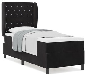 Boxspring Ágy Mattal Fekete Színben, 80x200 cm Bársony