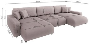 Világos rózsaszín kordbársony kinyitható tárolóhelyes sarokkanapé Sara – Ropez