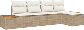 vidaXL Kerti Kanapé Szett párnával 6 pcs Beige és krém Polyrattan