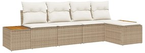 vidaXL Kerti Kanapé Szett párnával 6 pcs Beige és krém Polyrattan