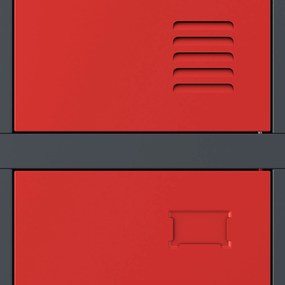 Fém öltözőszekrény 6 rekeszes IGOR, 900 x 1850 x 450 mm, antracit-piros