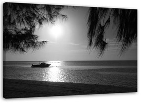 Gario Vászonkép Motorcsónak a tengerparton Méret: 60 x 40 cm