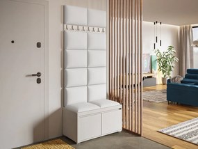 Előszoba bútor  Kendora 80 (12 db. Pazara 40x30-as kárpitozott fali panelekkel) (öko-bőr soft 011 + fehér). 1054002
