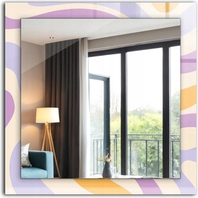 Falra akasztható dekoratív tükör Absztrakt színes minták 60 x 60 cm