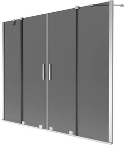 Mexen Velar Duo, 2 szárnyas eltolható kádparaván 190 x 150 cm, 8mm szürke üveg, króm profil, 896-190-000-42-01