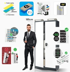 Fém iratszekrény JAN, 900 x 1850 x 400 mm, antracit-fehér