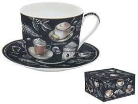 R2S.1454BRST Porcelán reggelizőcsésze+alj 400ml, dobozban, Barista