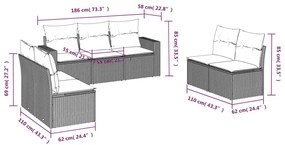 7 részes fekete polyrattan kerti ülőgarnitúra párnával