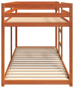 viaszbarna tömör fenyőfa emeletes ágy 75 x 190 cm
