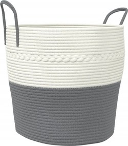 vidaXL szürke-fehér pamut tárolókosár Ø43 x 38 cm