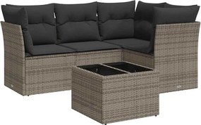 vidaXL 5 részes szürke polyrattan kerti ülőgarnitúra párnákkal