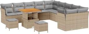 vidaXL Kerti Kanapé Szett 13 pcs Beige és Világosszürke polirattan