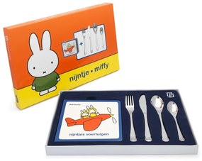 Ezüstszínű rozsdamentes acél gyerek evőeszköz 4 db-os Miffy – Zilverstad
