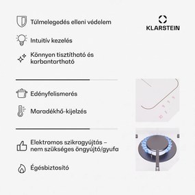 Klarstein MultiChef 4, indukciós és gáz tűzhely, 4 főzőzóna, 2 gázégő, 2 indukciós főzőlap, FlexZone
