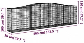9 db íves horganyzott vas gabion kosár 400x50x100/120 cm