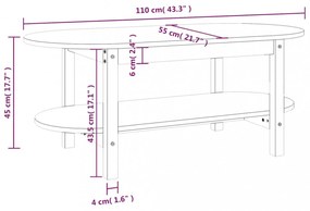 tömör fenyőfa dohányzóasztal 110 x 55 x 45 cm