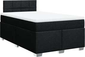 vidaXL fekete szövet rugós ágy matraccal 120 x 190 cm