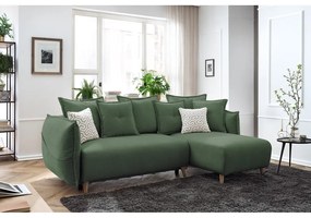 Zöld kinyitható sarokkanapé (variálható) Nessa – Bobochic Paris