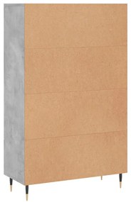 betonszürke szerelt fa magasszekrény 69,5 x 31 x 115 cm