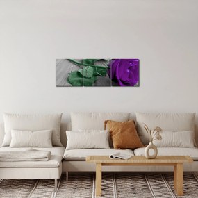Kép - Lila rózsa zöld szárral (órával) (90x30 cm)
