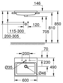 GROHE 3947900H - Mosdó CUBE CERAMIC 600 × 490 mm kerámia/fehér